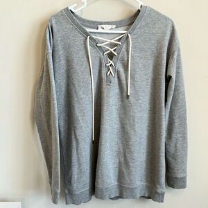 Cloud Chaser Laced Pullover Gray Sweater Women’s Size L